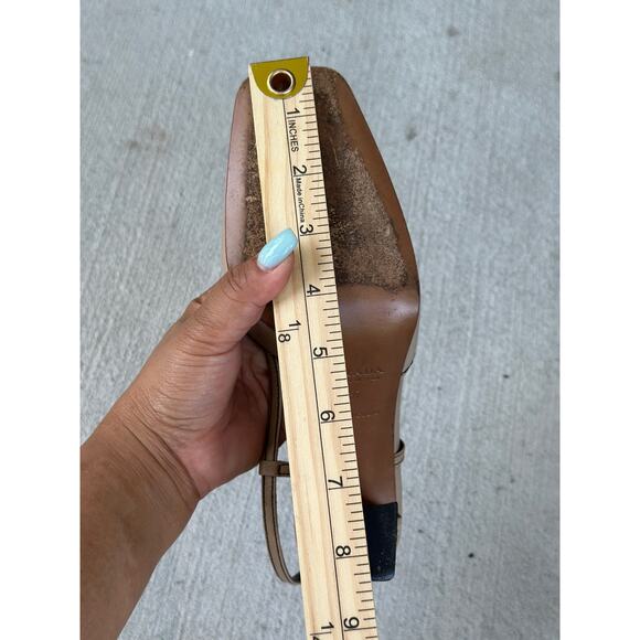 Vintage Prada Women’s EU37 US7 Calzature Donna Raso Tan Leather Slingback Pumps - Picture 7 of 8